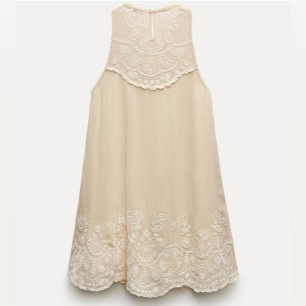 NWT $129 ZARA CONTRAST EMBROIDERED DRESS ZW COLLECTION XS - Picture 2 of 12